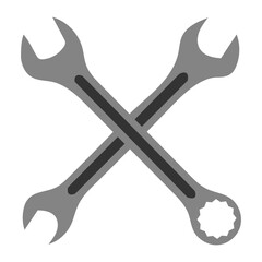 Wrench spanner vector isolated on white background. body shop service car and truck mechanic repair tool crossed wrench or construction for gas and builder plumbing pipe adjustable wrench illustration