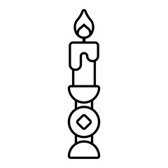 Chinese New Year Candle Holder Icon With Outline Design Style