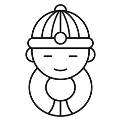 Chinese New Year Man Avatar Icon With Outline Design Style