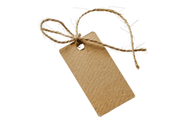 Tag with twine isolated on white background