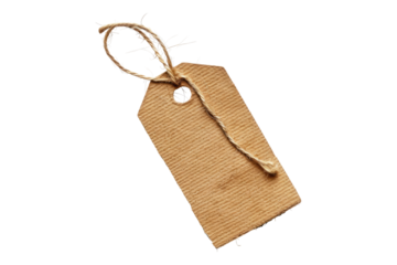Tag with twine isolated on white background