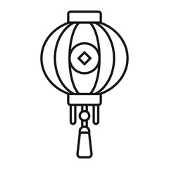 Chinese New Year Lantern Icon With Outline Design Style
