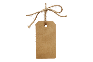 Tag with twine isolated on white background