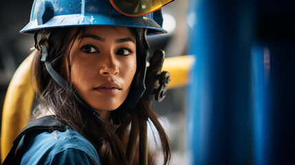 Asian woman worker in a blue suit
