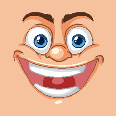 Cheerful cartoon face with wide smile