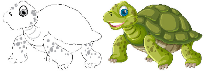 Turtle in outline and colored versions