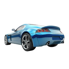 Fototapeta premium Blue sports car rear view on transparent background.
