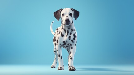 Cute dalmatian dog standing over blue sky background