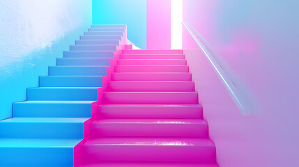 Staircase building with gradient background