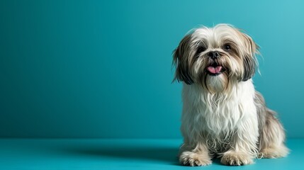 Adorable Dog Portrait Against a Blue Background