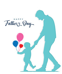 Happy father's day card vector illustration, dad and son
