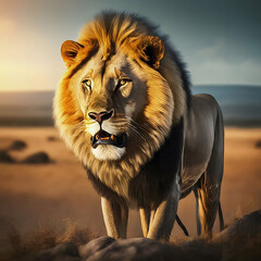 Majestic Lion Portrait  Powerful Wildlife Photography for Projects  Microstock Image