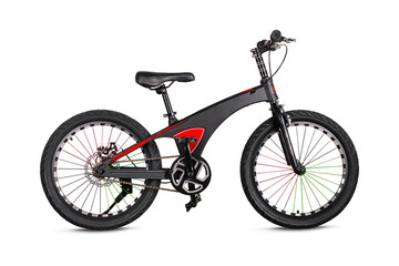 Black and red bmx bike on white background