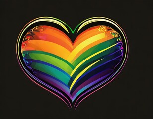 heart lgbt flag vector image on black background, queer pride month, wallpaper logo gay heart