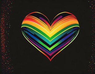 heart lgbt flag vector image on black background, queer pride month, wallpaper logo gay heart