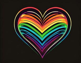 heart lgbt flag vector image on black background, queer pride month, wallpaper logo gay heart