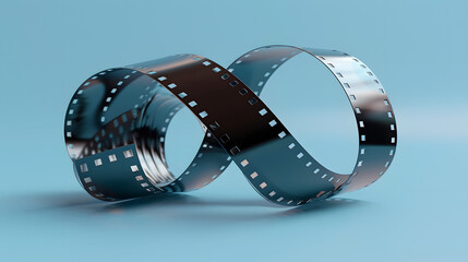 an eye-catching 3D view of an isolated 35mm film strip, with a focus on realistic rendering and distinct clippings