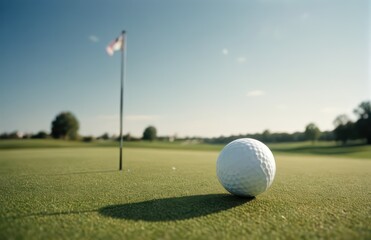 Obraz premium Golf Ball Near Hole on Golf Course Green
