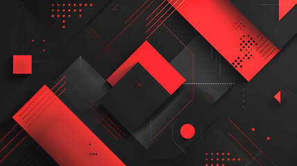 an abstract geometric vector background characterized by a black and red color palette, with careful consideration for copy space
