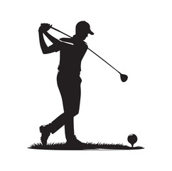 Golf player and icon silhouettes illustration set