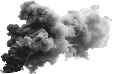 black mass smoke isolated on transparent background