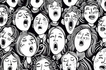 A group of choir singers. Illustration. Music.	