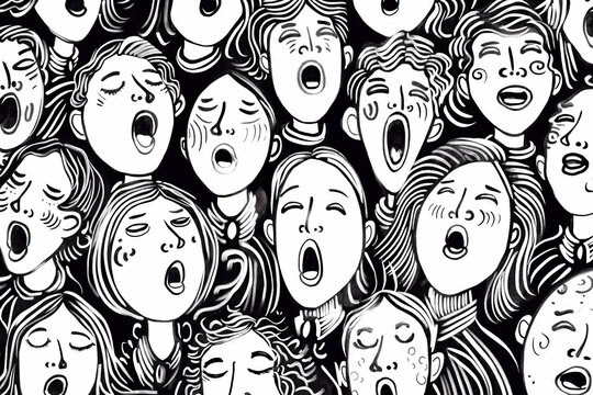 A group of choir singers. Illustration. Music.	