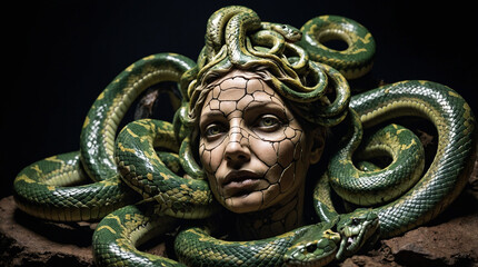 The Gorgon's snakes for hair writhed and hissed menacingly