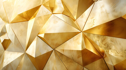 Showcase the intersection of modernism and luxury with abstract gold triangle shapes and sleek...