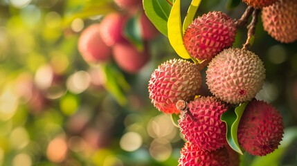 Bunch of Lychees on a Litchi Tree