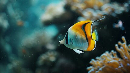 Obraz premium a fish that is swimming in water near corals