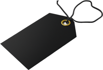 black tag isolated on transparent background
