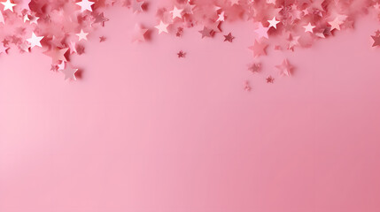 Pink shining stars scattered on a pink background