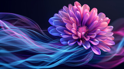 A purple and pink swirl of light and dark colors. The colors are bright and vibrant, creating a...