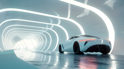 Futuristic minimal 3D render background backdrop canvas light white ambient architecture. Made for car product portraits mockups graphic artwork