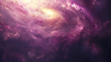 Obraz premium A pink galaxy with a bright star in the center. The image has a dreamy and ethereal quality, with the pink color