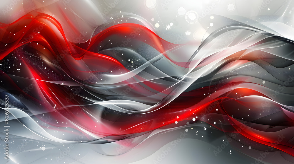 Poster design an abstract geometric vector background in shades of red and grey, emphasizing both visual in
