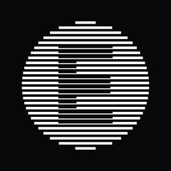 Letter E Logo Icon with Rounded Line Pattern