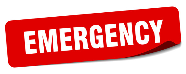 emergency sticker. emergency label