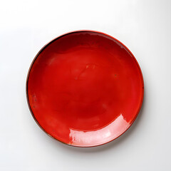 Red Dinner plate top view mock up isolated on white background