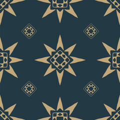 Flower seamless pattern yellow tone and ocean background set 7 number 15