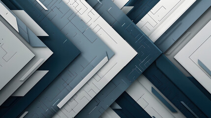 Craft a modern and futuristic abstract background featuring geometric arrows in shades of gray and blue