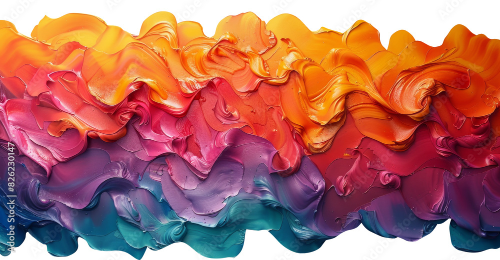 Poster detailed view of a vibrant multicolored painting against a clean white background, showcasing intric