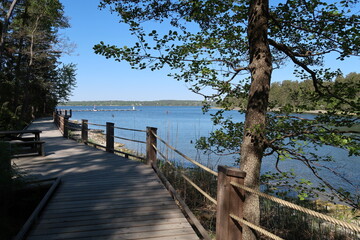 Beautiful coastal walk at artipelag in the archipelago near stockholm