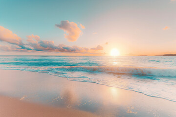 水平線に沈む夕陽と海の風景/Scenery of the Setting Sun and the Sea at the Horizon/Szenerie der untergehenden Sonne und des Meeres am Horizont