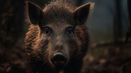 Wild boar. wild boar in the forest. pig. boar.