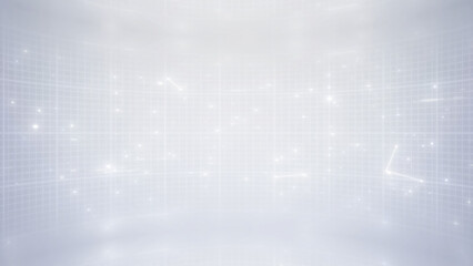 A sleek gray background featuring white particles arranged in a futuristic grid, symbolizing advanced business solutions and digital transformation.	