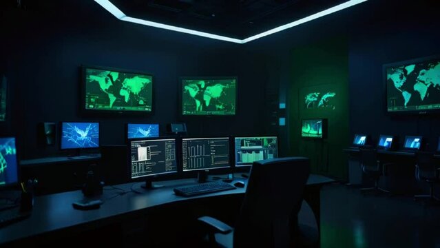 Witness the professionalism of a security control room operator as they analyze CCTV footage, maintaining a constant watch over the surroundings.