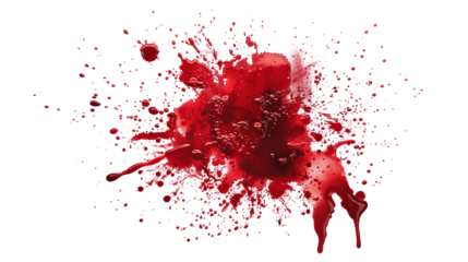 Horror Scene : Blood Splatter Stain on Transparent Background