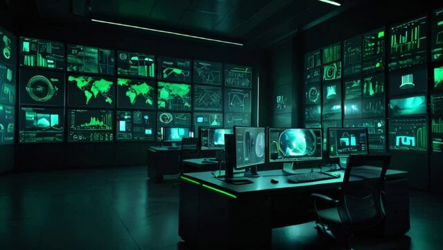Experience the watchful eye of a security system operator as they review CCTV footage in a security control room, ensuring the safety and security of the premises.